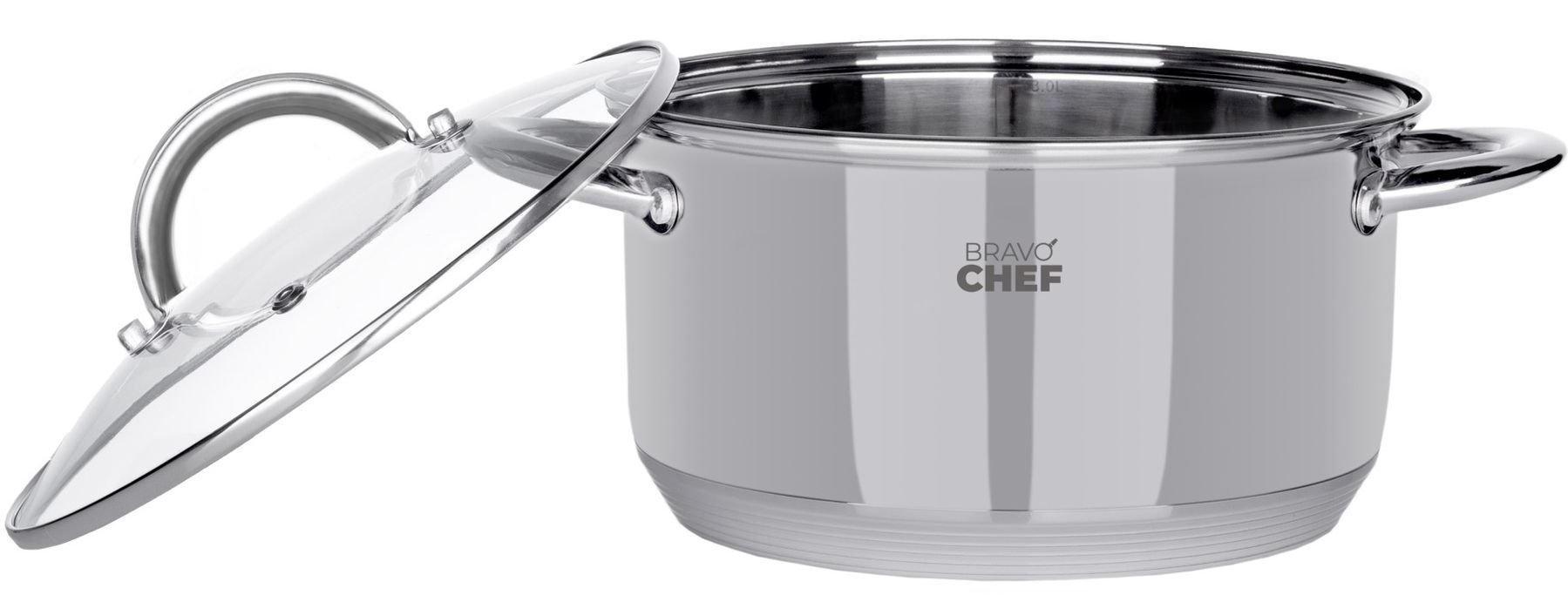 Каструля Bravo Chef 20 см (3.6 л) з кришкою BC-2001-20P 7092284 фото