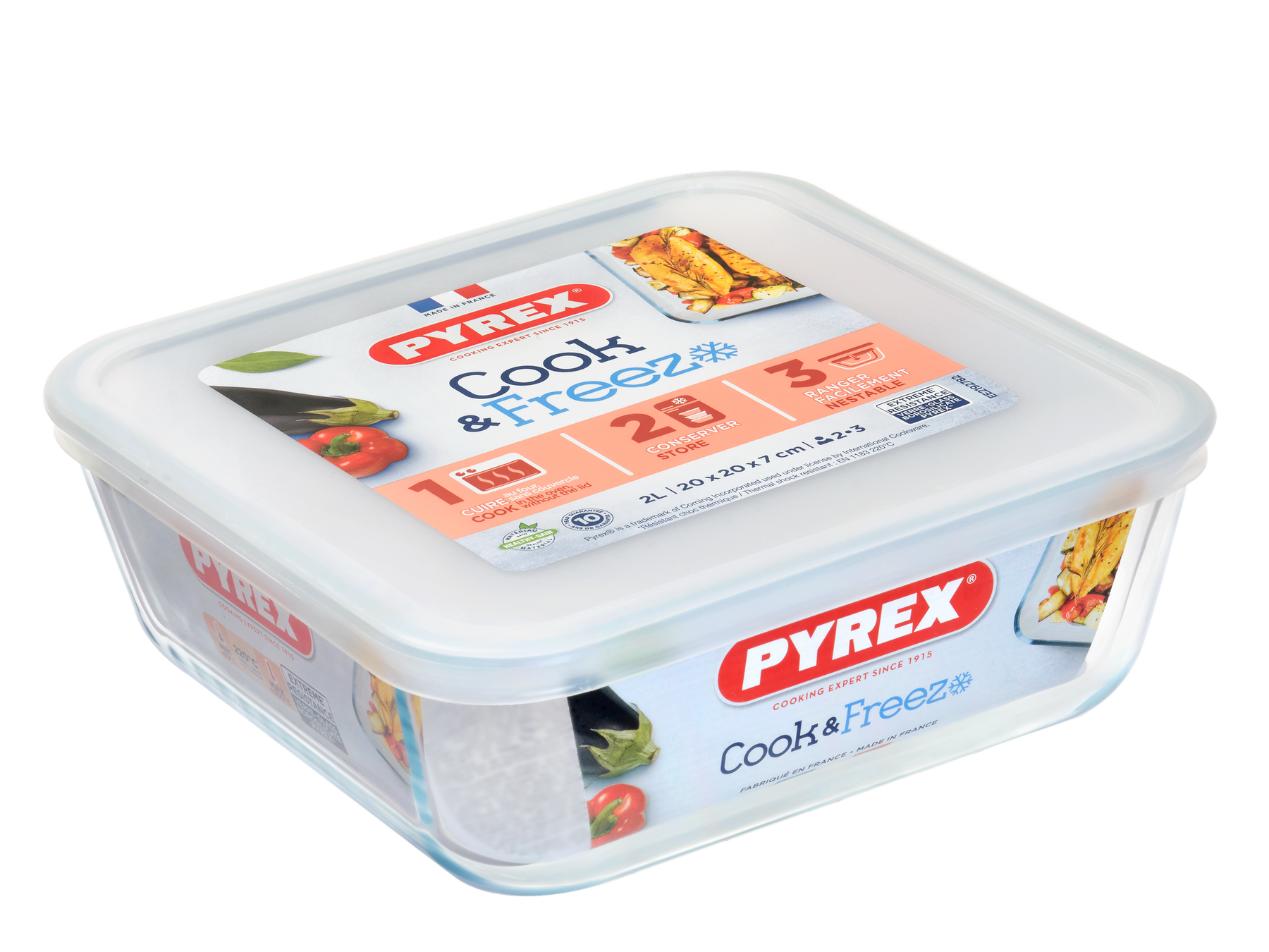 Форма з кришкою Pyrex Cook&Freez, 20х20х7 см 219P001/7944 7092354 фото