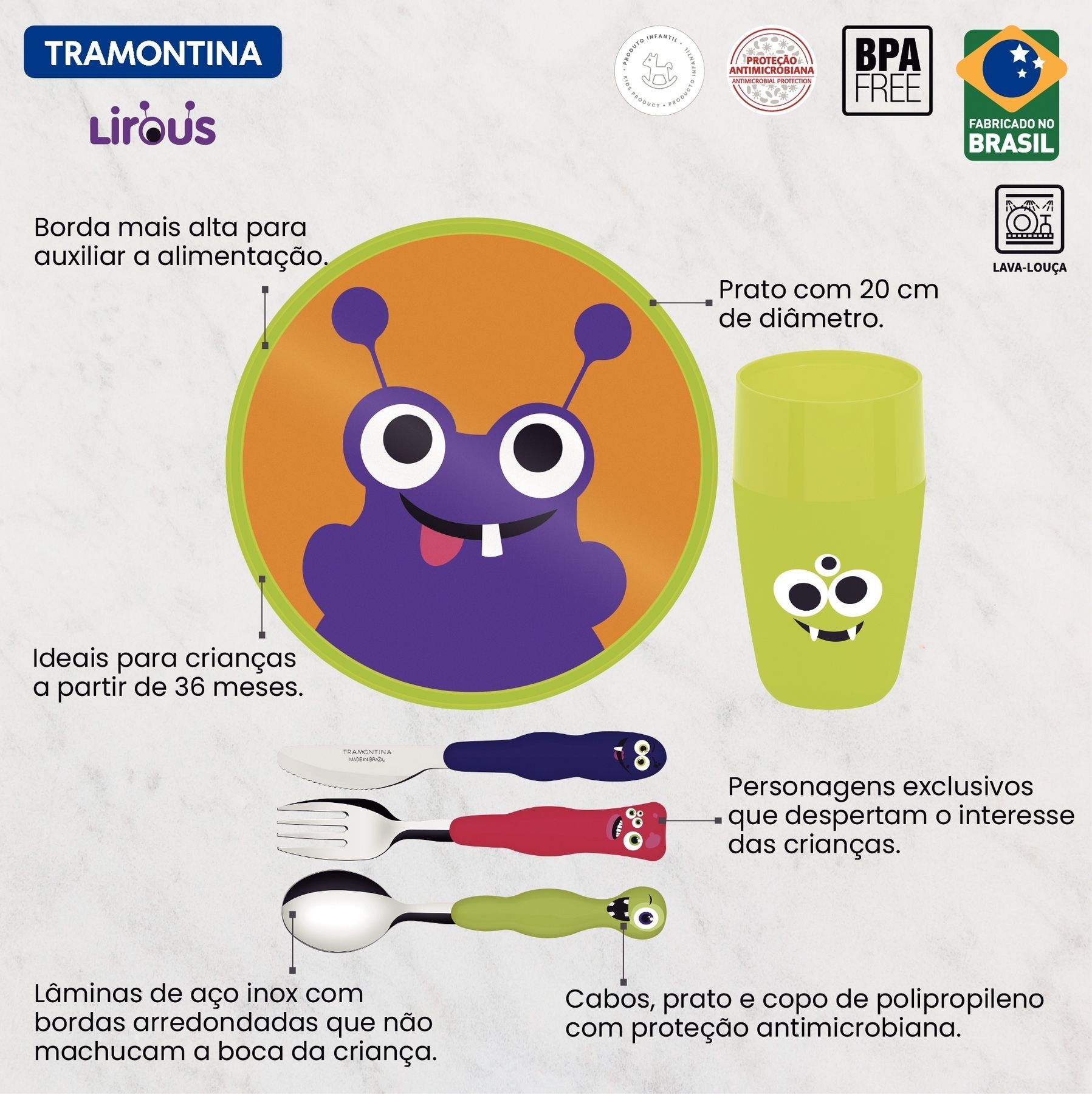 Дитячий набір Tramontina Baby Lirous, 5 предметів 23797/001 6710910 фото