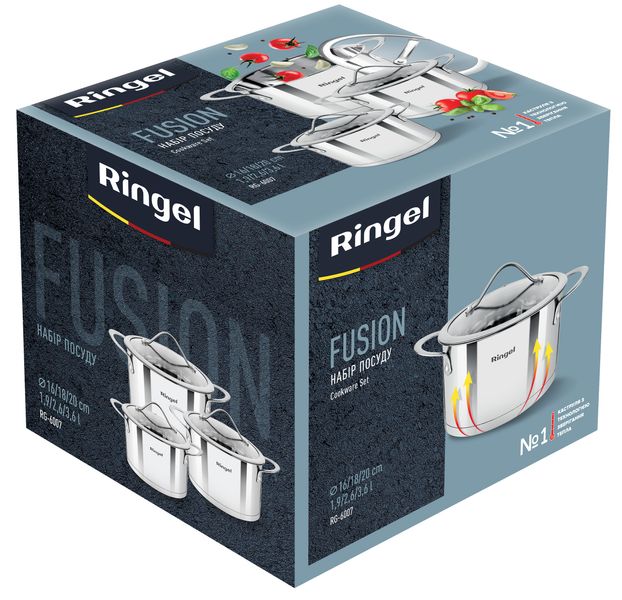 Набір посуду Ringel Fusion 6 пр. 1.9 л+2.6 л+3.6 л RG-6007 RG-6007 фото