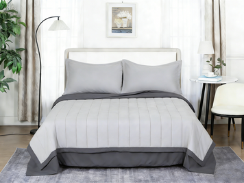 Комплект постільної білизни з легкою ковдрою Soho Євро 200х220 см Light gray/Dark gray 03-BT-7173-Gray 7222163 фото
