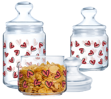 Набір банок Luminarc Club Love Blush, 3х0.5, 0.75, 1 л X2218 7154823 фото