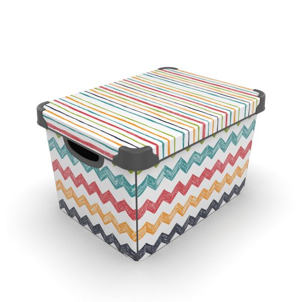 Контейнер Qutu Style Box Colored Zigzag, 20 л STYLE BOX с/к COLORED ZIGZAG 20л STYLE BOX с/к COLORED ZIGZAG 20л фото