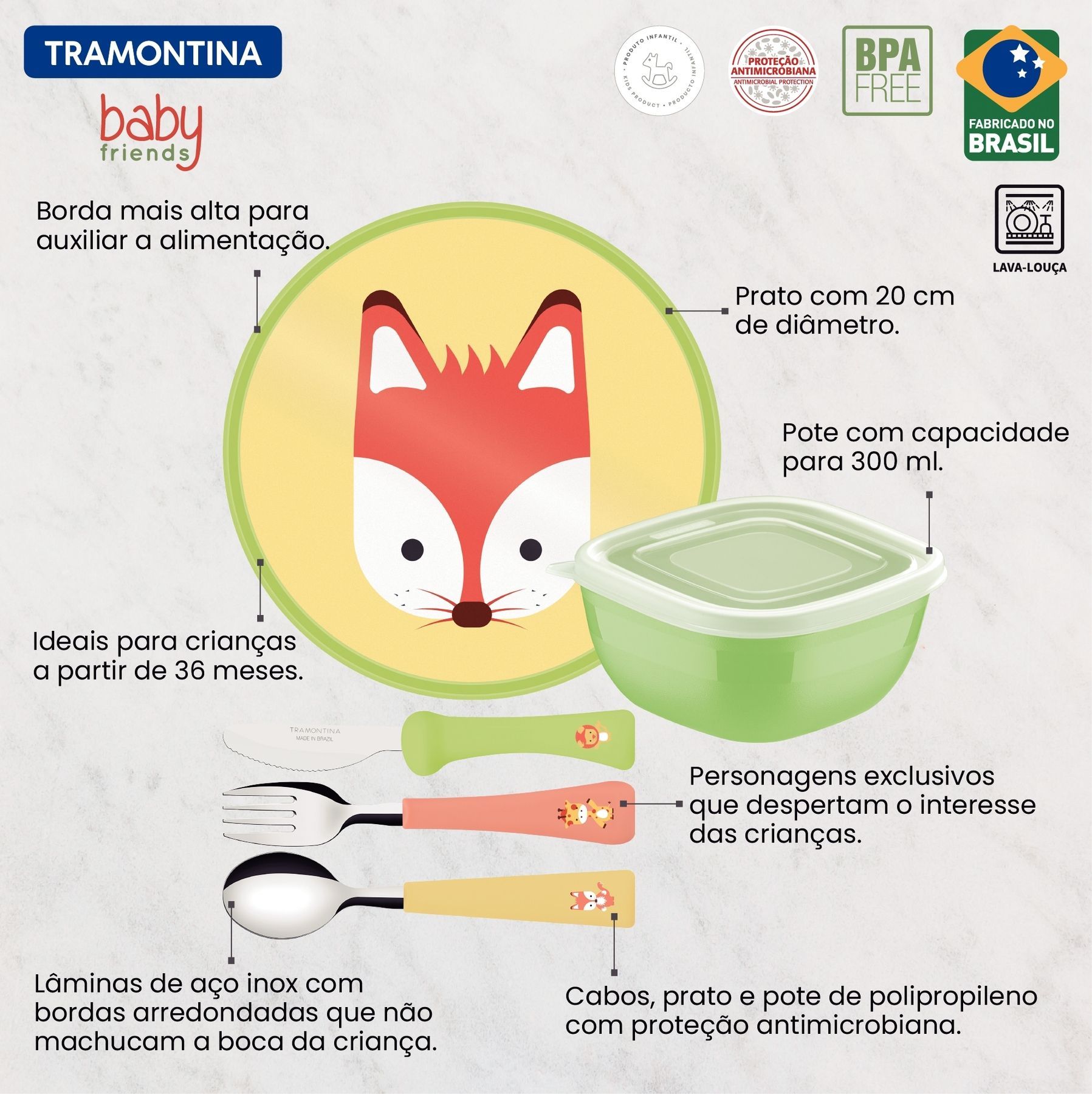 Набір дитячого посуду Tramontina Baby Friends, 5 предметів 23797/908 6710900 фото