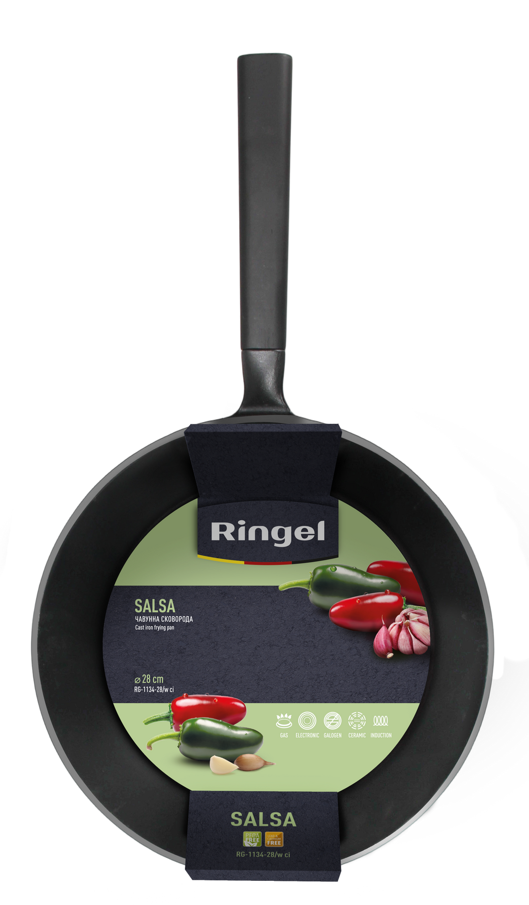 Сковорода чавунна Wok Ringel Salsa 28 см RG-1134-28/w ci 7135991 фото