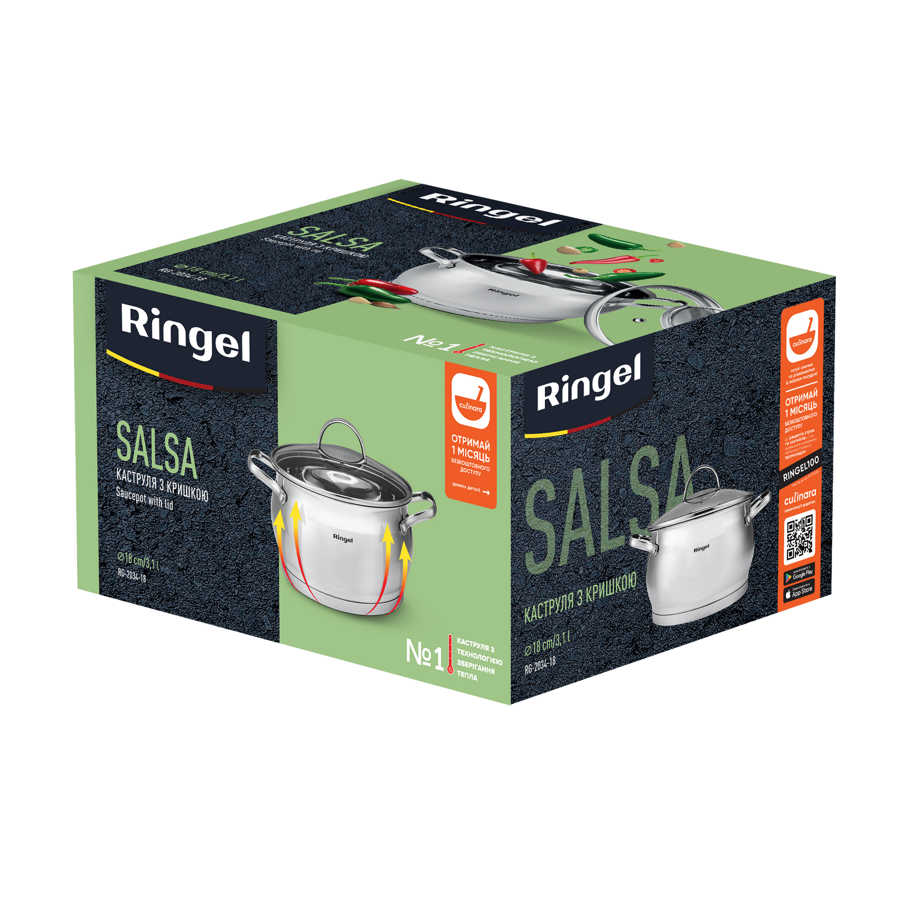 Каструля Ringel Salsa (3.1 л) 18 см RG-2034-18 6990938 фото