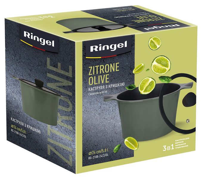 Каструля RINGEL Zitrone Olive (5.8 л) 24 см RG-2108-24/2/OL RG-2108-24/2/OL фото