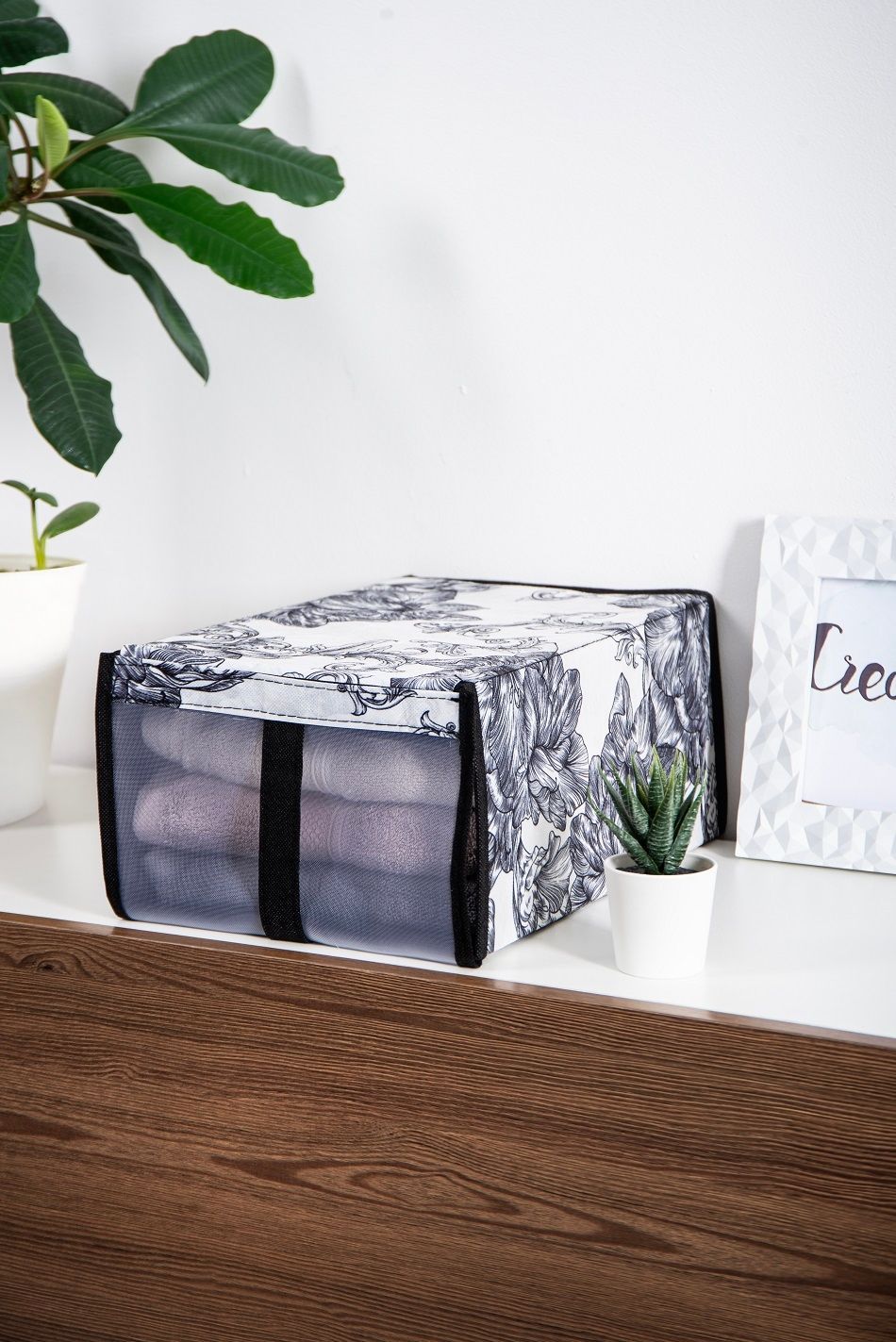 Органайзер Idea Home NPA-01 Anthracite Flowers 34x22x16 см NPA-01 ткан. з/кр д/взуття Anthr 7064927 фото