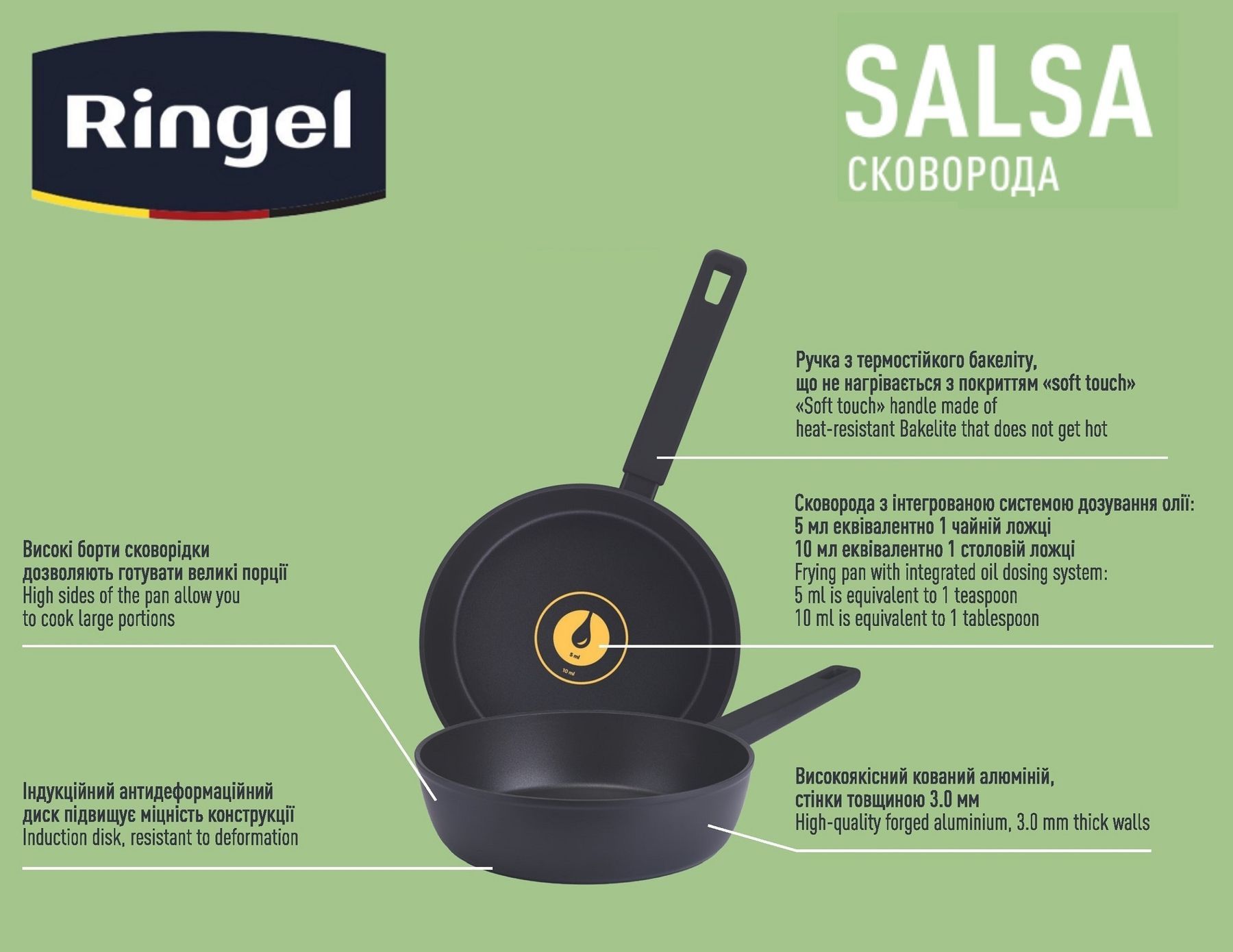 Сковорода RINGEL Salsa 24 см RG-1134-24 6529627 фото