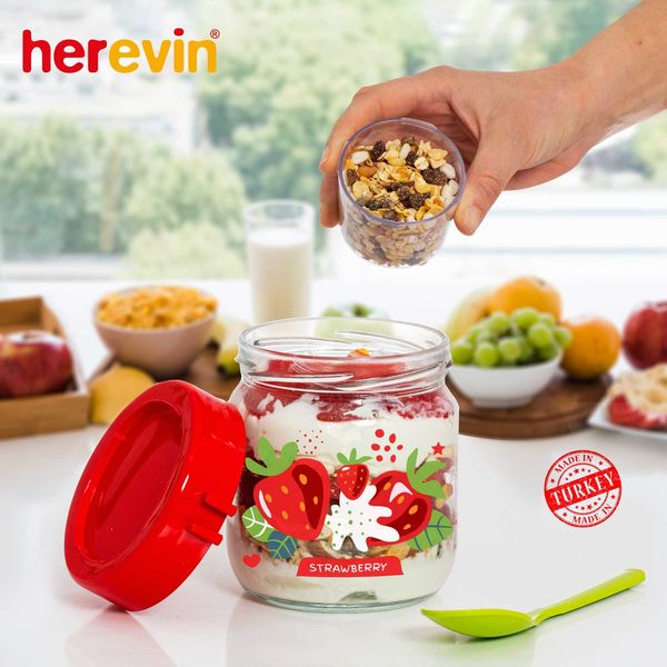 Банку з ложкою і контейнером Herevin Fruit-Yoghurt, 425 мл 131615-000 131615-000 фото