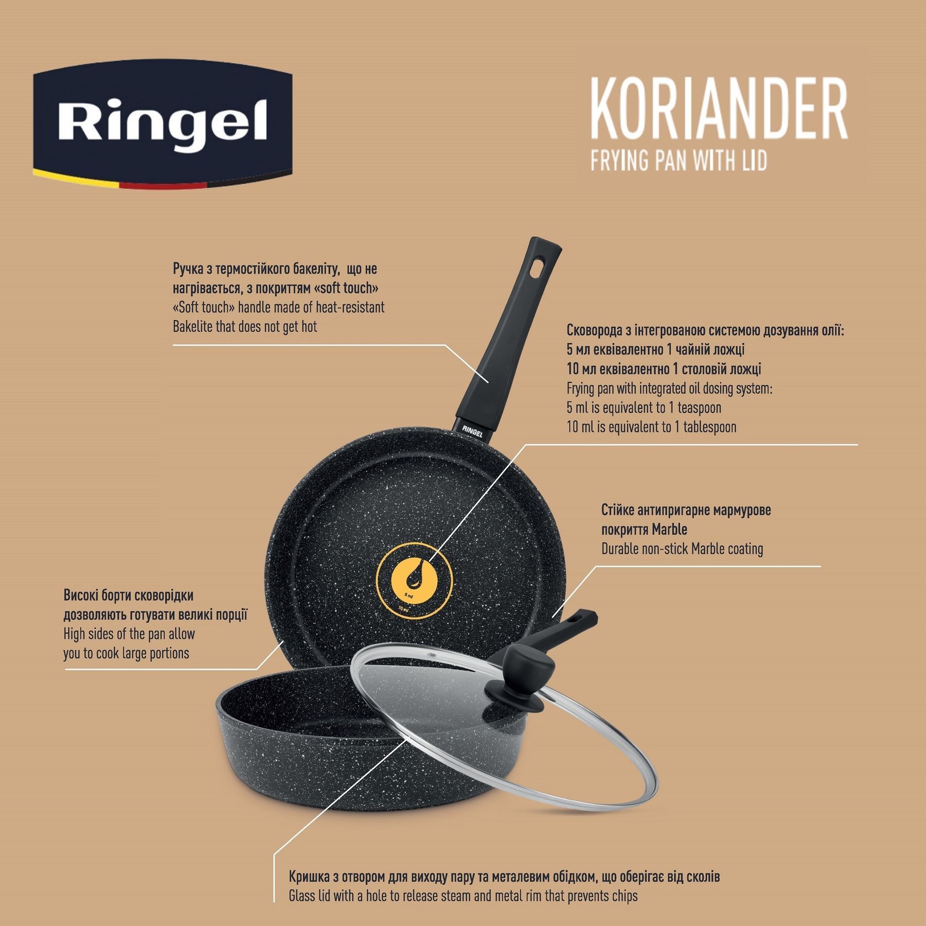 Сковорода RINGEL Koriander 22 см RG-1107-22 6361479 фото