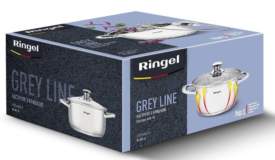 Каструля Ringel Grey line (4.2 л) 22 см RG-2022-22 6932749 фото