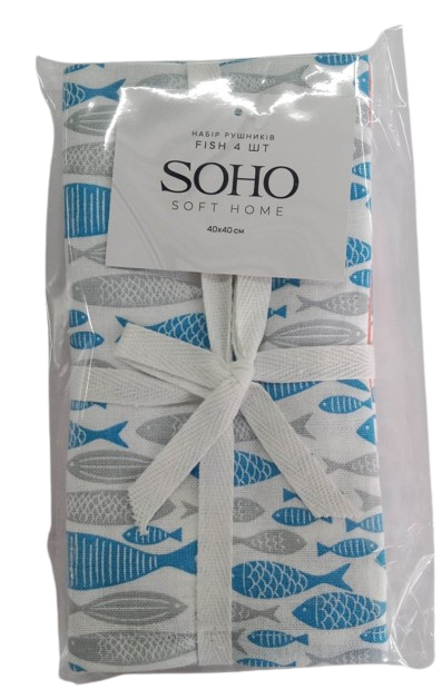 Набір рушників Soho 40x40см Fish 4 шт BS 87400G 6980454 фото
