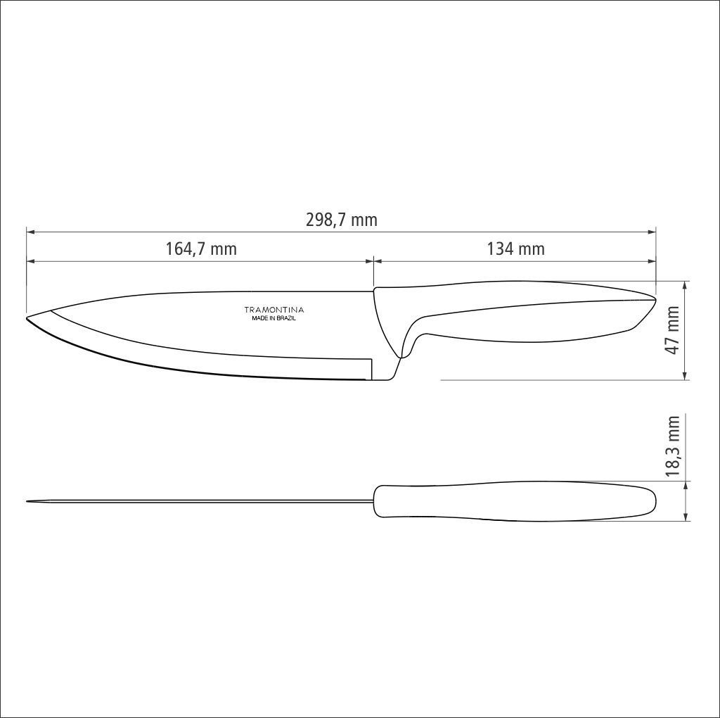 Набір ножів Chef Tramontina Plenus light grey, 178 мм - 12 шт. 23426/037 6740806 фото