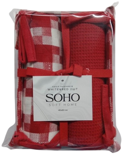 Набір рушників Soho 40x60см White&Red 2шт BS 88005B 6980459 фото
