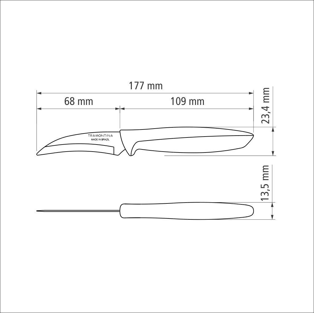Набір ножів шкурознімних Chef Tramontina Plenus light grey, 76 мм - 12 шт. 23419/033 6740818 фото