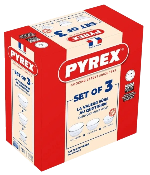 Набір мисок Pyrex, 3 шт (0.7 л, 1.1 л, 2.3 л) 913S603/8044 7092364 фото