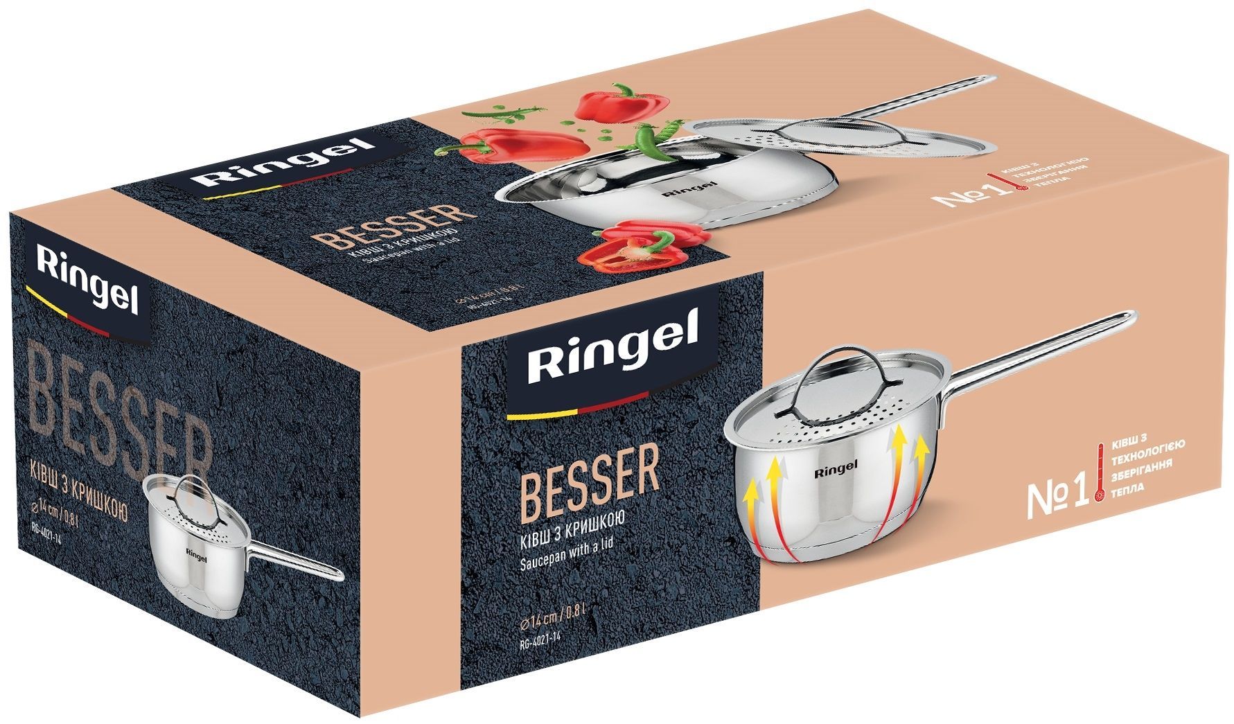 Ківш RINGEL Besser (0.8 л) 14 см з кришкою RG-4021-14 6869640 фото