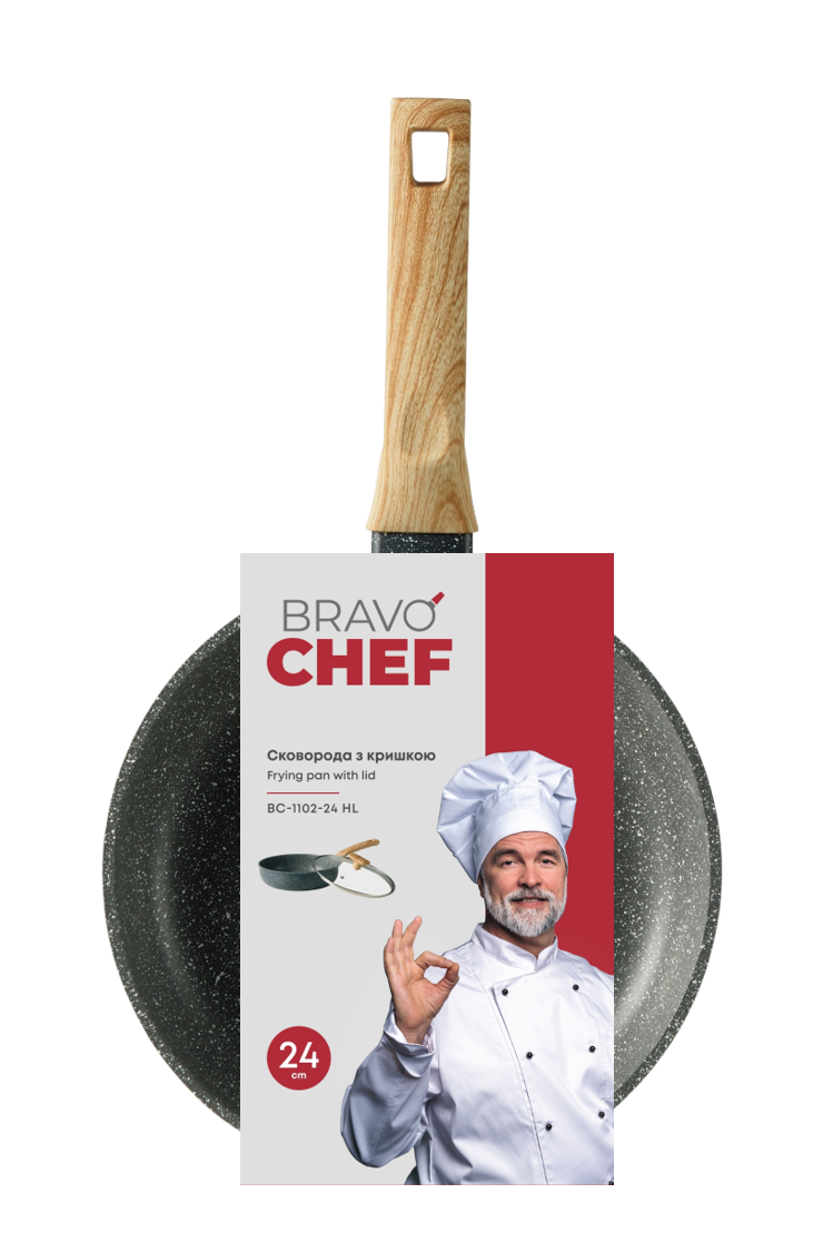 Сковорода Bravo Chef з кришкою 24 см BC-1102-24 HL 7133038 фото